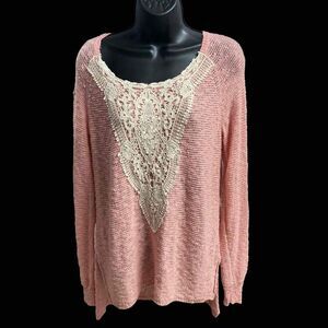 MOSSIMO SUPPLY CO. Crochet Lace Peach Sweater Tunic Size S/P